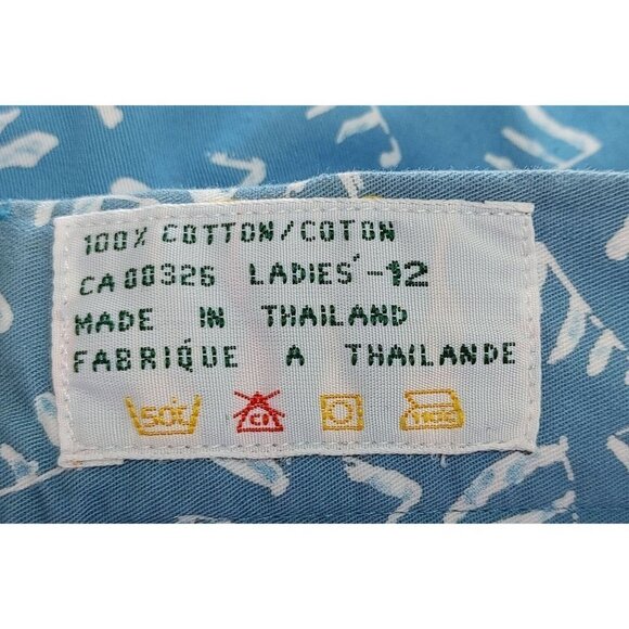 IZOD Club Vintage Golf Shorts Ladies Size 12 Blue Patterned Cotton Pleated Front - Picture 4 of 5